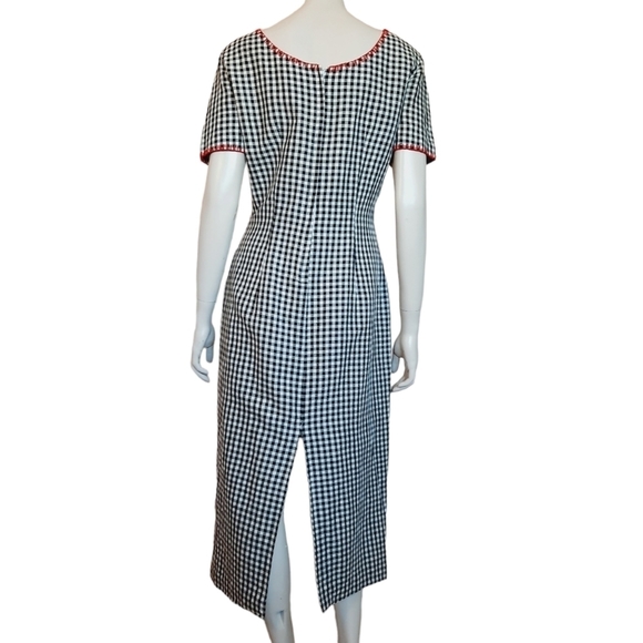 Vintage 90s Gingham Column Dress size 12 Linen Cotton Fully Lined Cottagecore - Picture 8 of 10